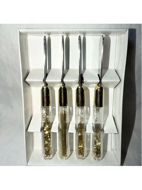 NIB Glitter Filled Plastic Handle Stainless Steel Canapé Knives Set Of 4 Taiwan